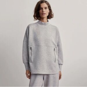 Varley Bay Sweat Lightweight Doubleface Mockneck Grey Athleisure Size Medium